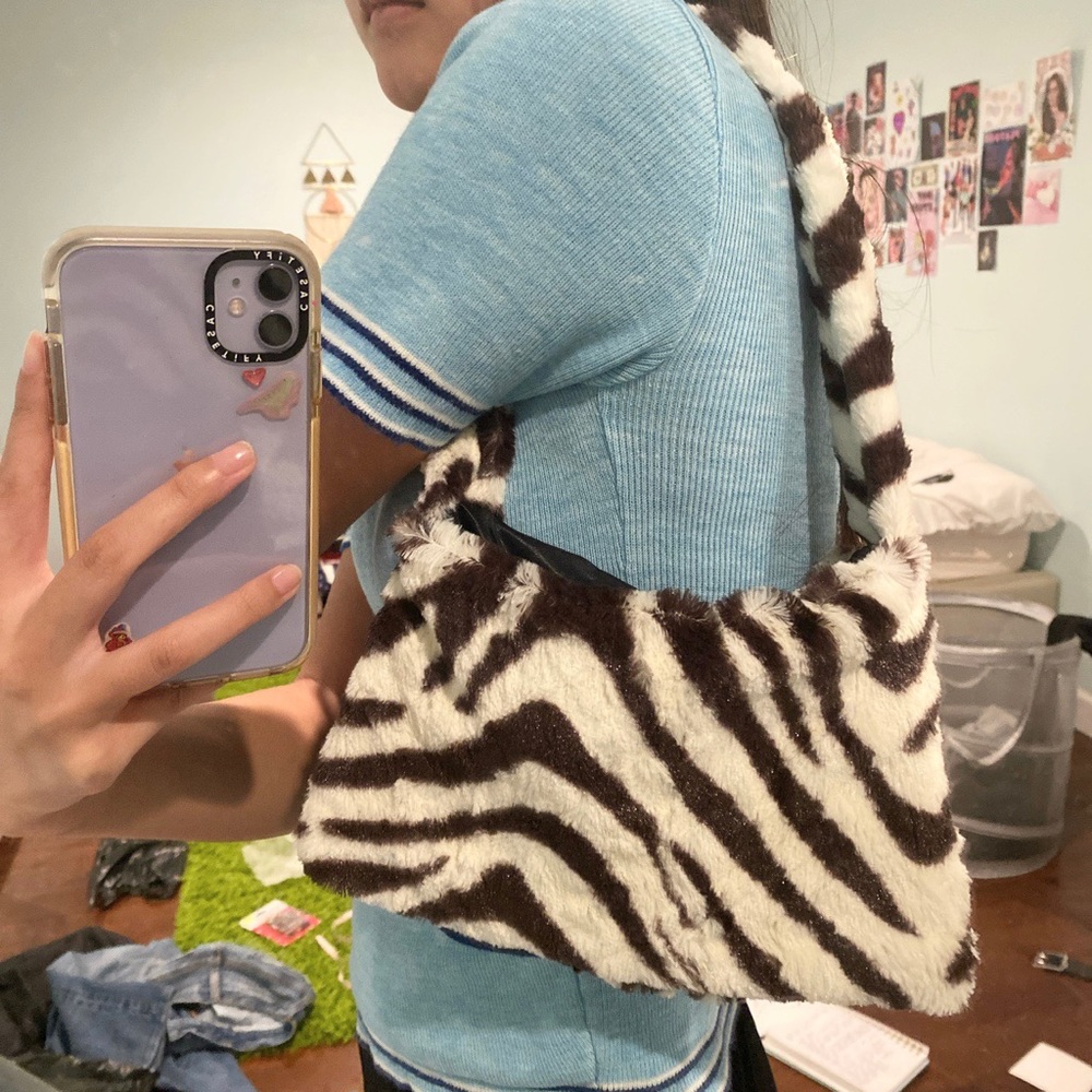 faux fur zebra mini bag